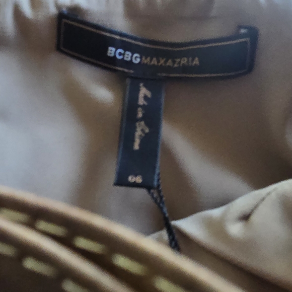 BCBG Maxazria Pleated Sleeveless Cotton Taupe Mini Dress Gravel Size 6 NWT - Picture 8 of 8